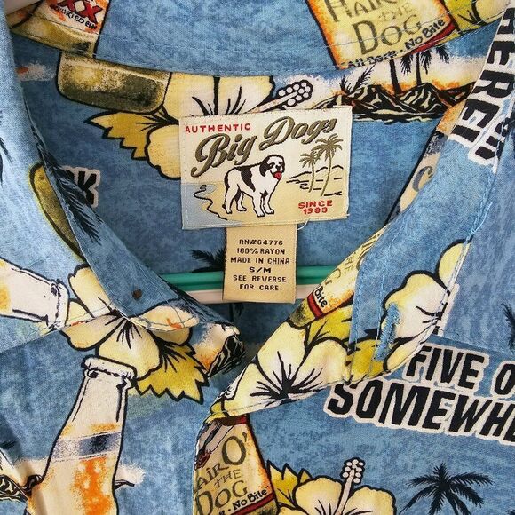 Big Dogs Its Five O'clock Somewhere Sz S/M Hawaiin Button Down Shirt - Picture 3 of 4